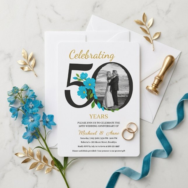 Convite de Celebração de Bodas de Ouro (Criador carregado)