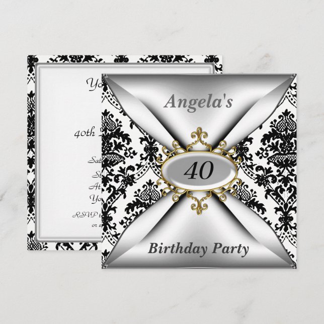 Convite de Celebração de Festa de Aniversário Dama (Frente/Verso)
