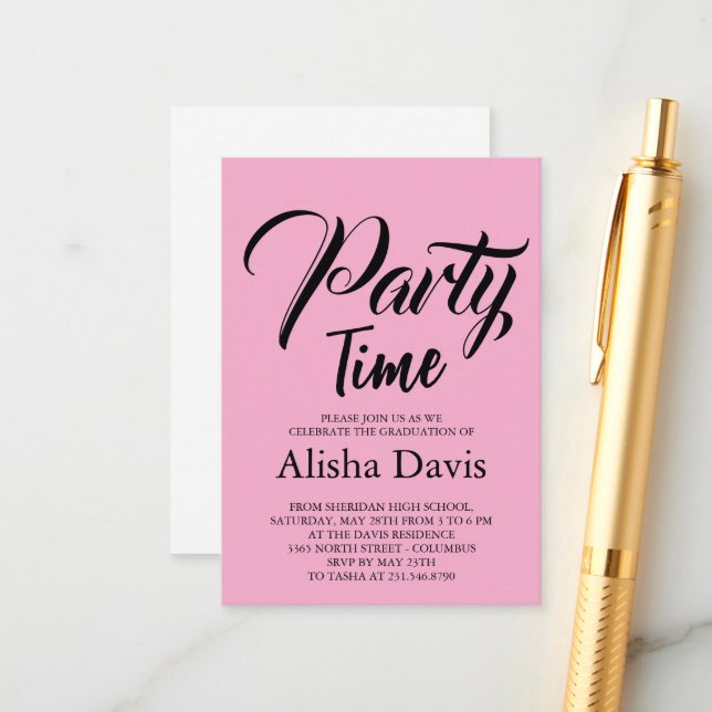Convite de Celebração de Formatura Party Time (Frente/Verso In Situ)