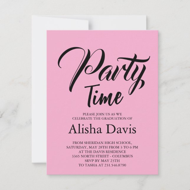 Convite de Celebração de Formatura Party Time (Frente)