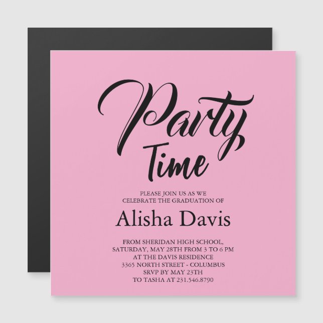 Convite de Celebração de Formatura Party Time (Frente/Verso)