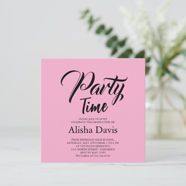 Convite de Celebração de Formatura Party Time (Em pé/Frente)