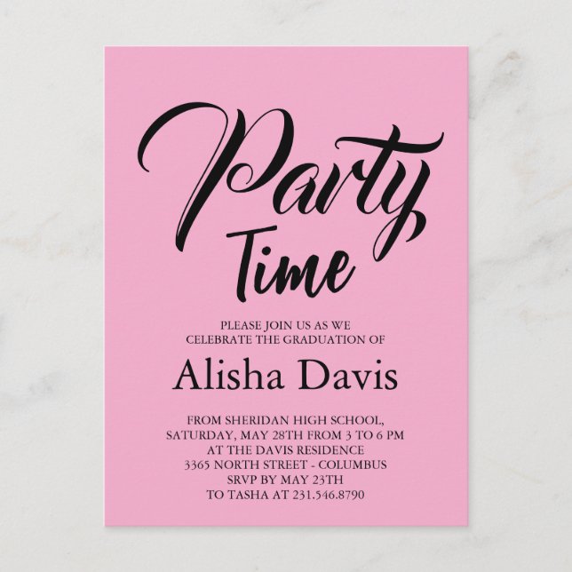 Convite de Celebração de Formatura Party Time (Frente)