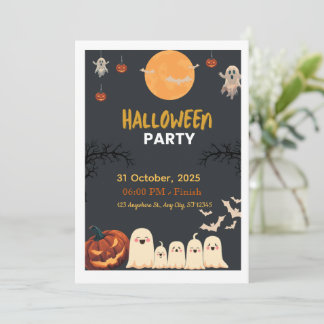 Convite de Celebração de Halloween Doce e Assustad