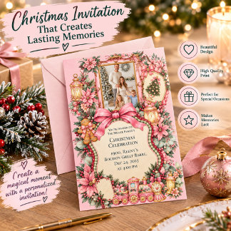 Convite de Celebração de Natal em Família Vintage 