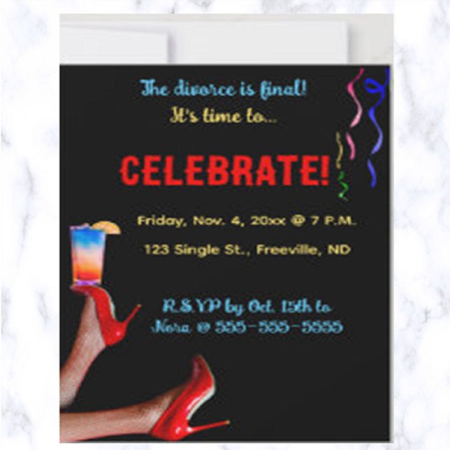 Convite de Celebração de Saltos Vermelhos Editávei (Divorce final? Bridesmaid's bachelorette? Girls' night out? This is the perfect invitation for you!)