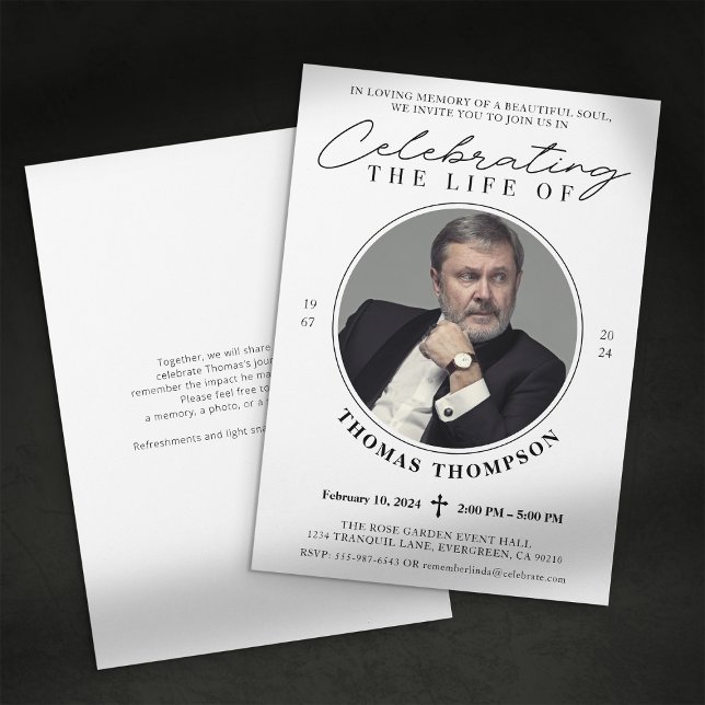 Convite de Celebração de Vida com Foto Elegante pa (Criador carregado)