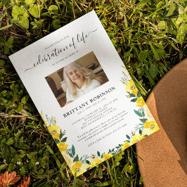 Convite de Celebração de Vida com Foto Floral