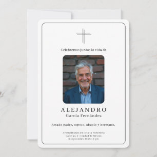 Convite de Celebração de Vida com Foto Memorial