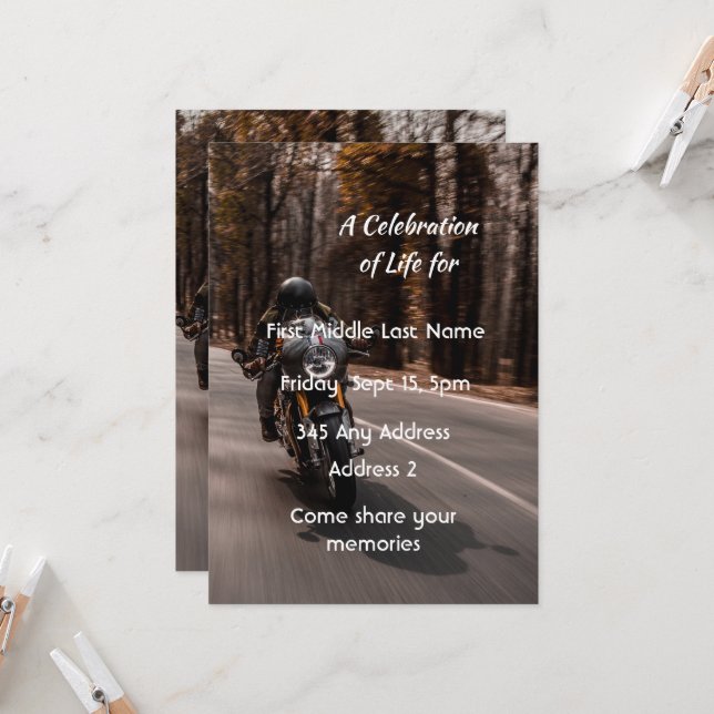 Convite de Celebração de Vida Personalizado Motoci (Frente/Verso In Situ)