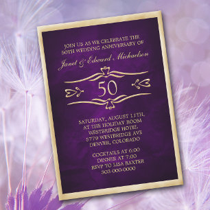 Convite de Celebração do Aniversário de Ouro Roxo