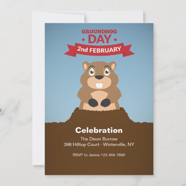 Convite de Celebração do Dia da Marmota (Frente)