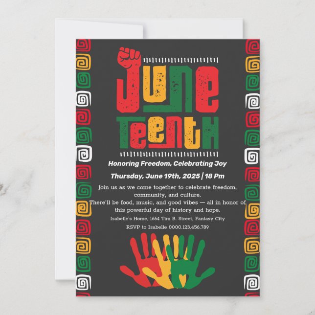 Convite de Celebração do Juneteenth – Liberdade &  (Frente)