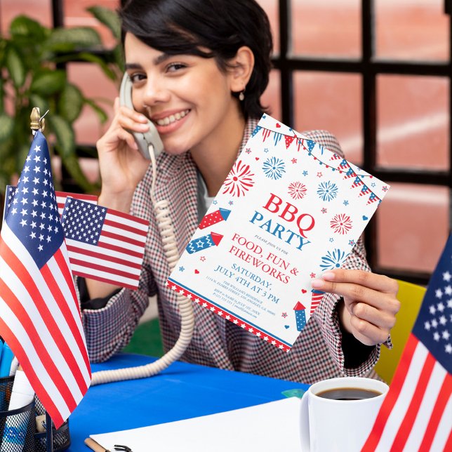 Convite de Celebração do Tema 4 de Julho (Join us for food fun and fireworks)