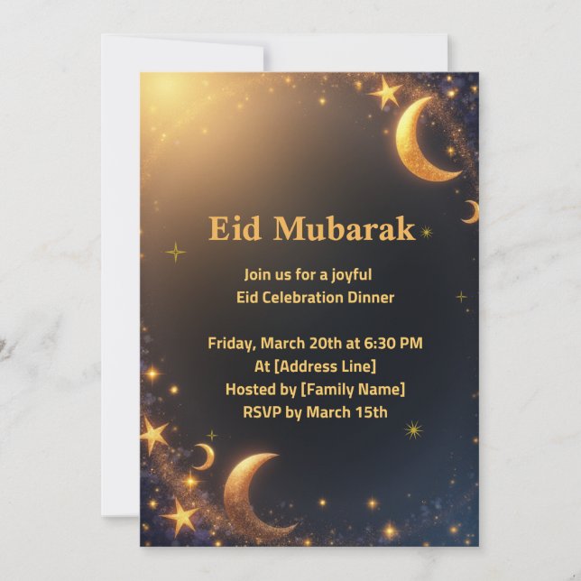 Convite de Celebração Elegante do Eid (Frente)