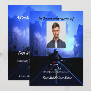 Convite de Celebração Memorial de Vida de Moto