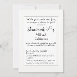 Convite de Celebração Mikvah, Moderno Simples Limp