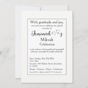 Convite de Celebração Mikvah, Moderno Simples Limp