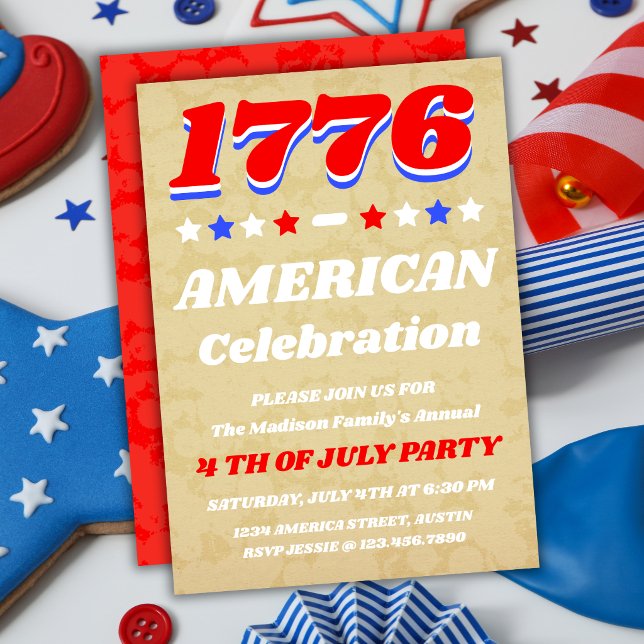 Convite de Celebração Vintage Americana 1776 (Criador carregado)