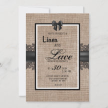 Convite de cerimônia de casamento de aniagem, linh
