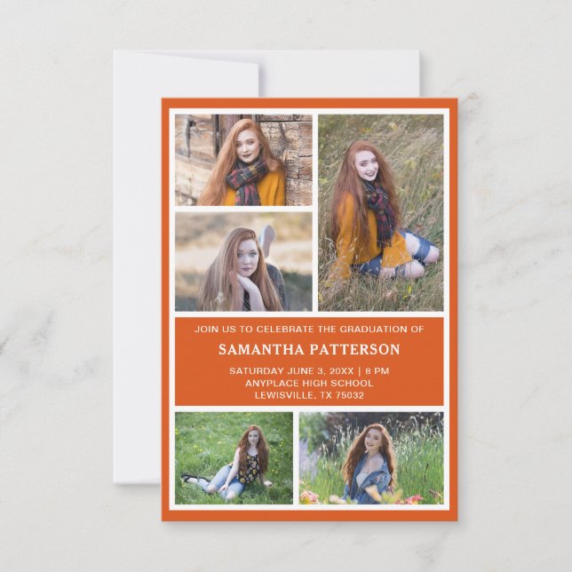 Convite de Cerimônia de Formatura com Colagem de 5 (Frente)
