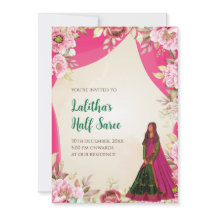 Convite de cerimônia de Half Saree em cartões de H