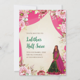 Convite de cerimônia de Half Saree em cartões de H