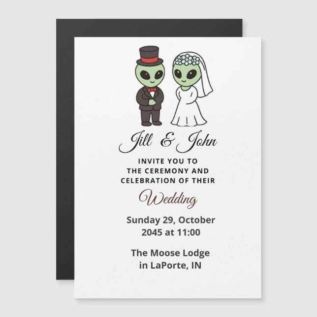 Convite de Cerimônia Formal de Casamento Alien (Frente/Verso)