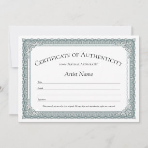 Convite de Certificado de Autenticidade de Borda d