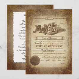 Convite de Certificado de Casamento Antigo