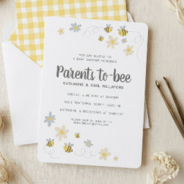 Convite de Chá de Bebê Abelha Mel | Gingham & Marg