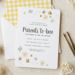 Convite de Chá de Bebê Abelha Mel Gingham & Marg