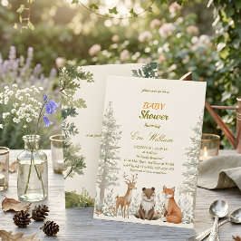 Convite de Chá de Bebê Animais Adoráveis da Flores