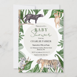 Convite de Chá de Bebê Animais da Selva