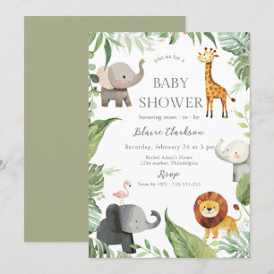 Convite de Chá de Bebê Animais da Selva