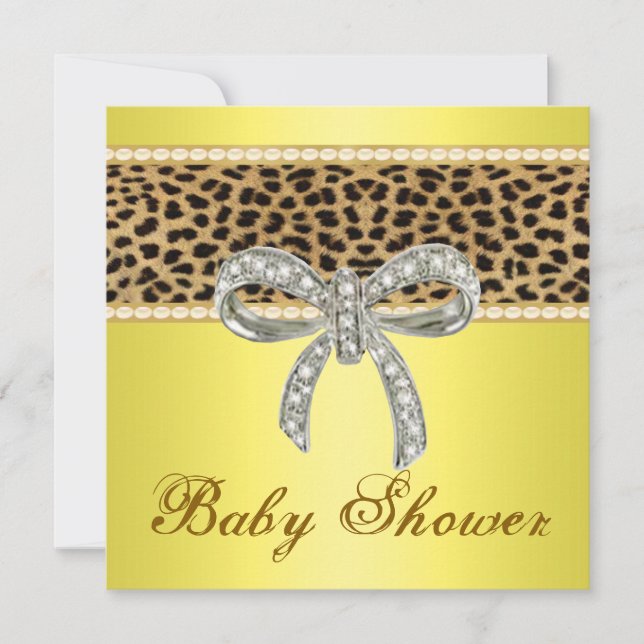 Convite de Chá de Bebê Arco de Diamante Leopardo A (Frente)