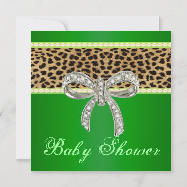 Convite de Chá de Bebê Arco de Diamante Leopardo V (Frente)