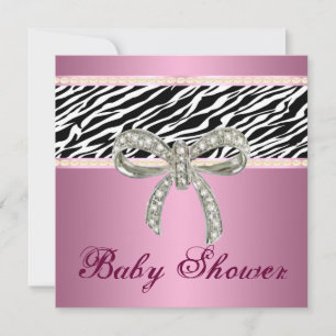 Convite de Chá de Bebê Arco de Diamante Pink Zebra