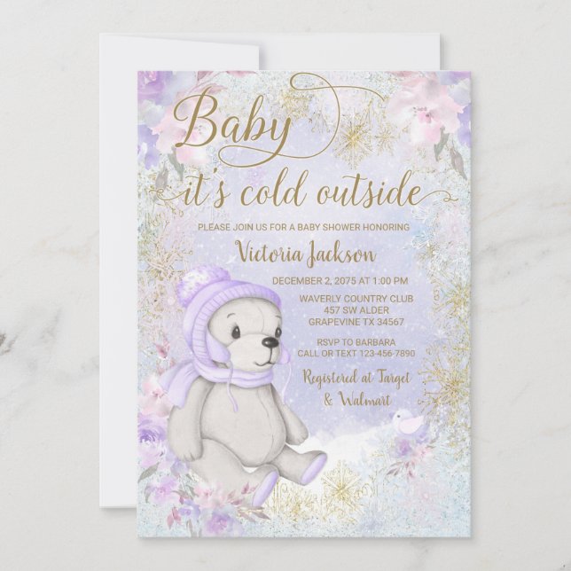 Convite de Chá de Bebê Baby É Frio Lá Fora (Frente)