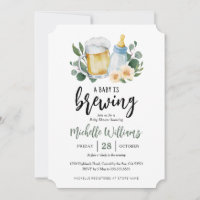 Convite de Chá de Bebê Baby Is Brewing Greenery