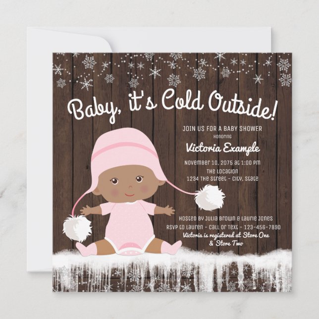 Convite de Chá de Bebê Baby it's Cold Outside (Frente)