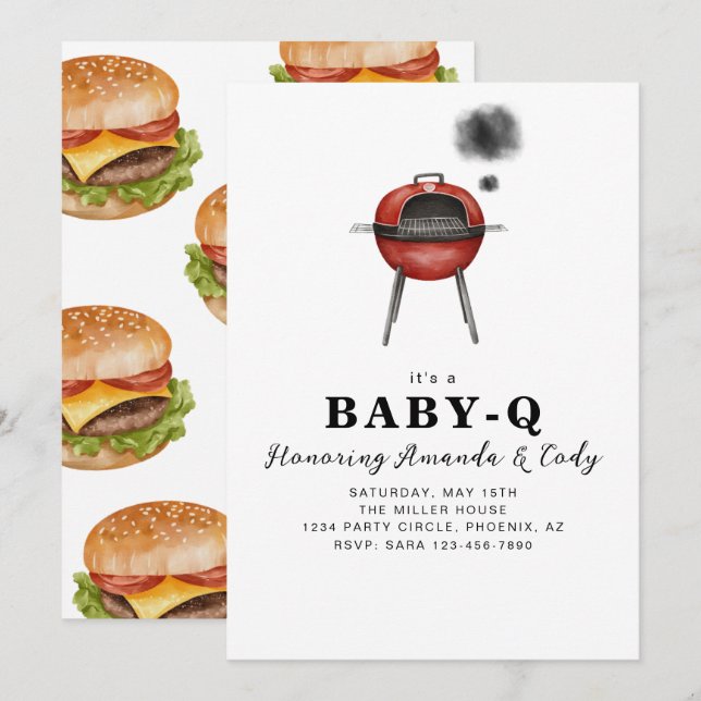 Convite de Chá de Bebê Baby-Q (Frente/Verso)