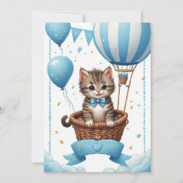 Convite de Chá de Bebê Balão de Ar Quente Gatinho