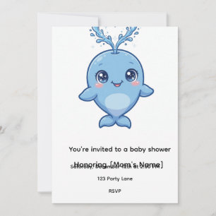 Convite de Chá de Bebê Baleia Baby Fofo