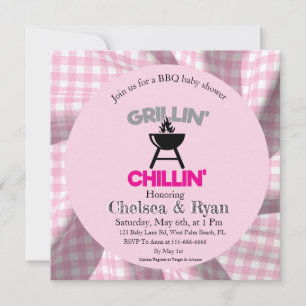 Convite de Chá de Bebê BBQ • Gingham Baby-Q 