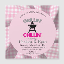 Convite de Chá de Bebê BBQ • Gingham Baby-Q 