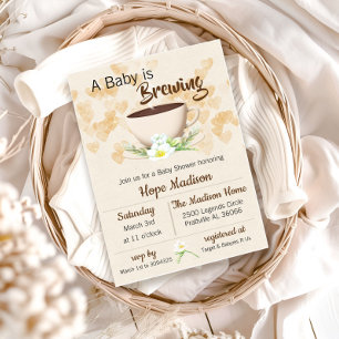 Convite de Chá de Bebê: Bebê está Preparando Café
