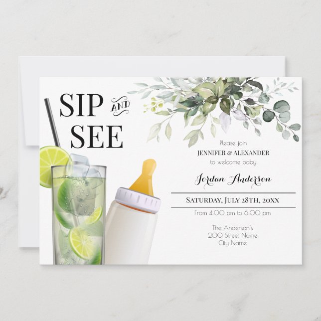 Convite de Chá de Bebê Bem-Vindo ao Bebê (Frente)