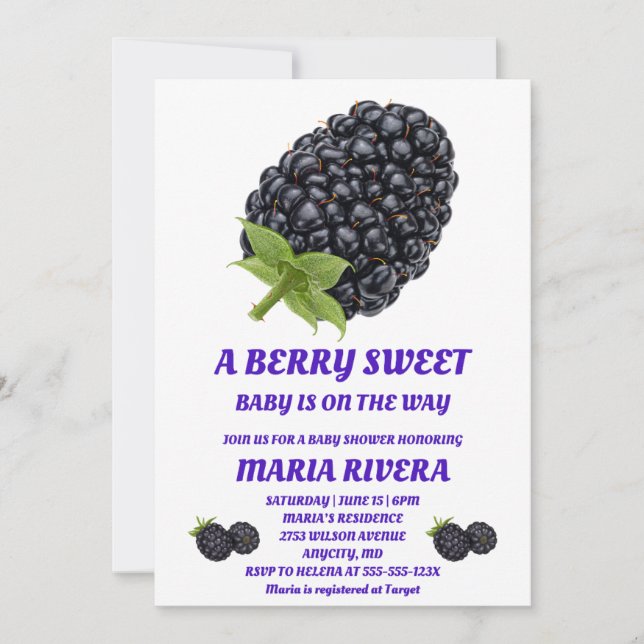 Convite de Chá de Bebê Berry Sweet (Frente)