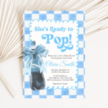 Convite de Chá de Bebê Blue Ela Está Pronta para N